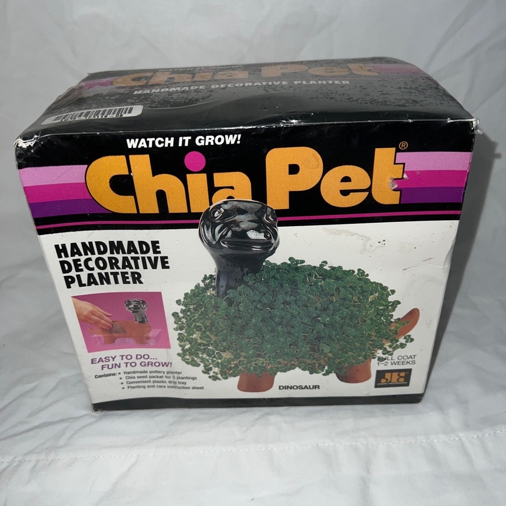 Vintage Chia Dinosaur Planter Chia Pet Mexican Terracotta Sealed Box With Seeds